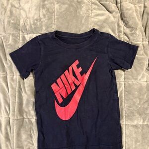 Nike Kids Dark Blue Tee with Bright Red Logo